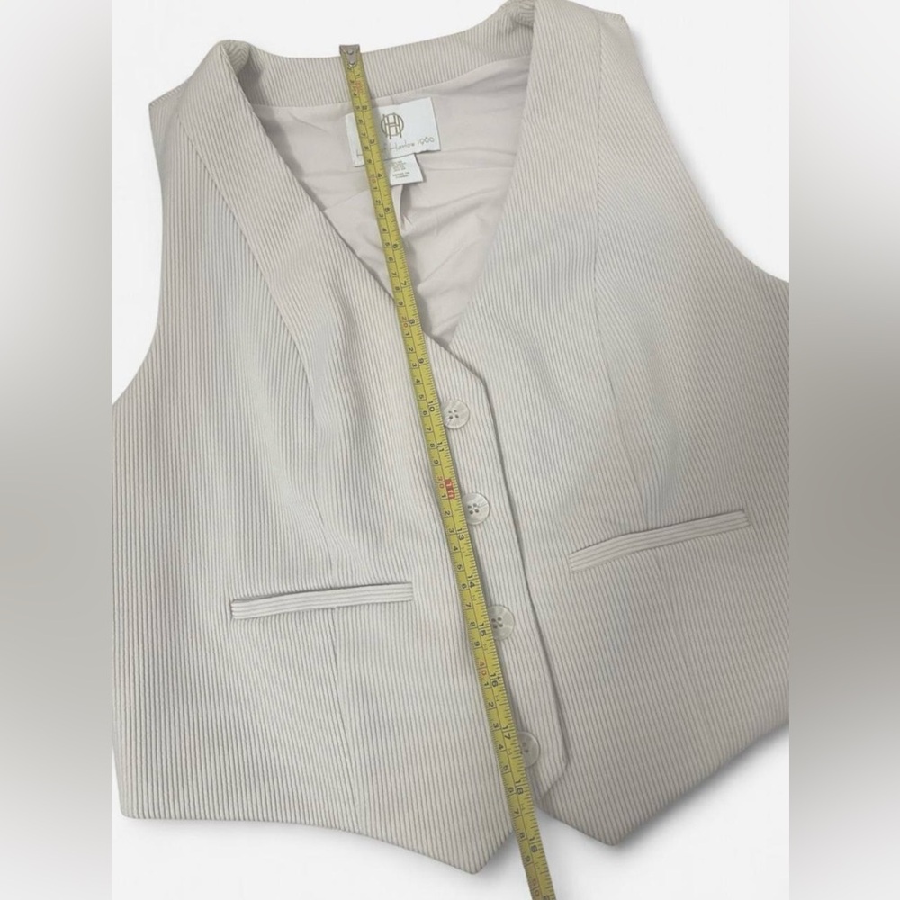 House of Harlow 1960 Cream Ivory Corduroy-like V-neck Button Up Sleeveless Vest - Picture 4 of 5